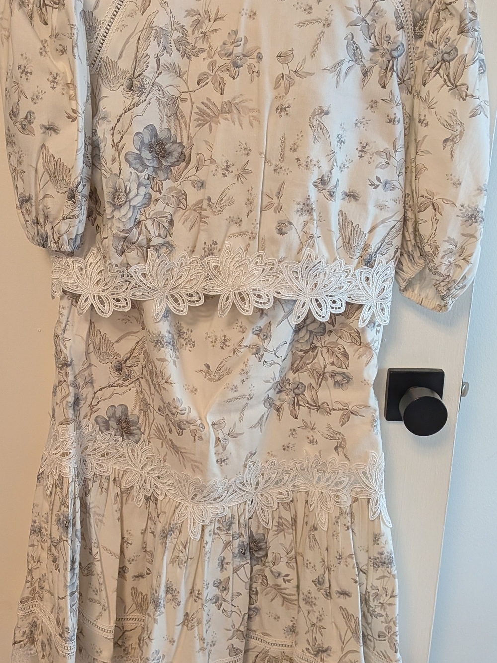 V. Champman Floral Lace Trim Top And Skirt Set Size 10